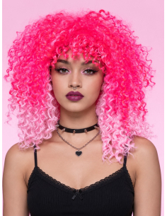 Perruque Manic Panic® Pink Passion™ rose ombré – Ombre Curl Girl™ face