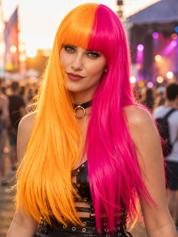 Perruque Manic Panic® Candy Pop™ rose & orange...