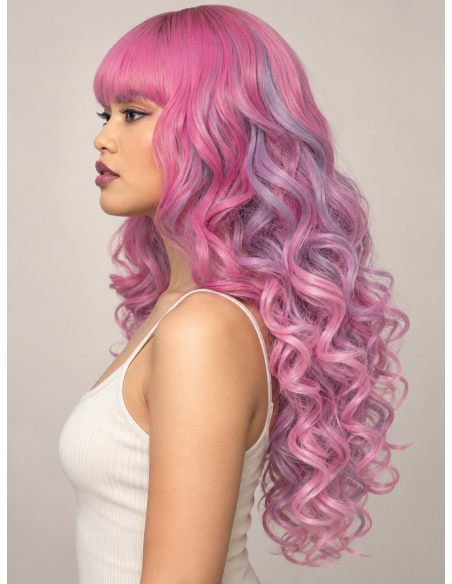 Perruque rose femme longue bouclée à frange – Manic Panic®