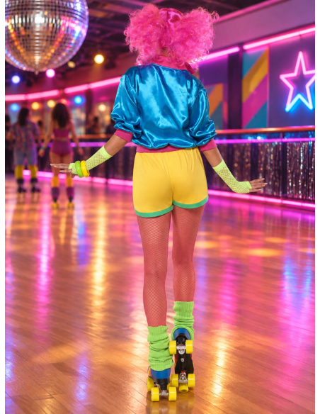 Déguisement années 80 femme fluo – Look roller rétro dos