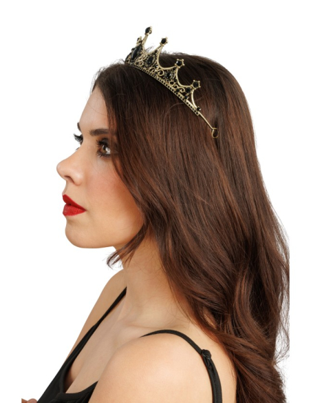 Couronne gothique noire femme en métal – Diadème reine profil