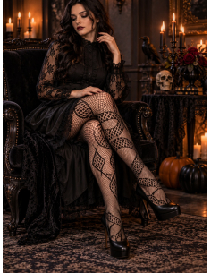 Collant résille serpent noir femme – Halloween & Méduse face 2