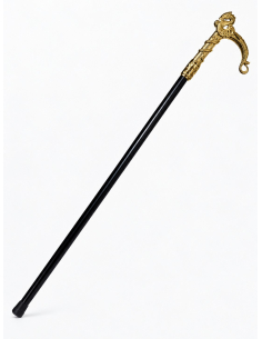 Canne dragon noire et dorée 100 cm pour déguisement