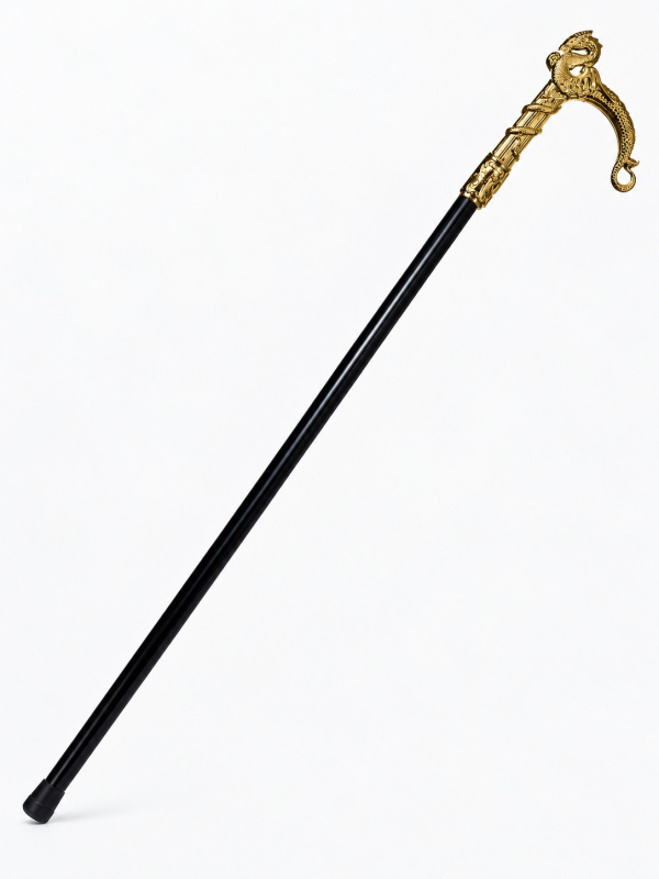 Canne dragon noire et dorée 100 cm pour déguisement