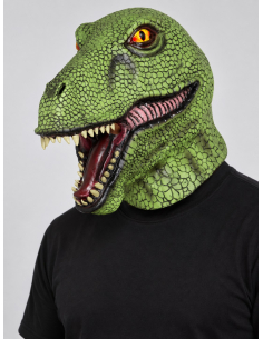 Masque dinosaure vert adulte en latex – Masque intégral