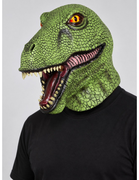 Masque dinosaure vert adulte en latex – Masque intégral