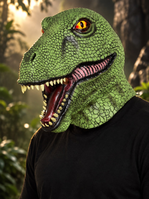 Masque dinosaure vert adulte en latex – Masque...