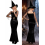 Déguisement sorcière femme noir et doré – Robe longue et chapeau