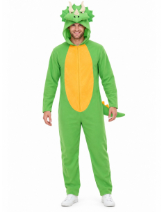 Déguisement dinosaure Triceratops adulte vert –...