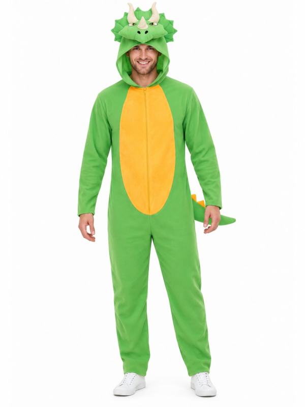 Déguisement dinosaure Triceratops adulte vert –...