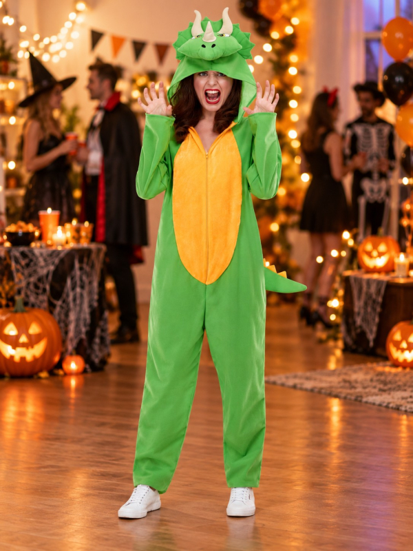 Déguisement dinosaure Triceratops adulte vert –...