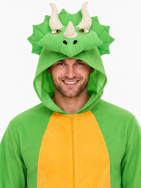 Déguisement dinosaure Triceratops adulte vert –...