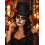 Chapeau haut de forme jour deChapeau haut-de-forme Dia de los Muertos noir et rouge adulte morts noi