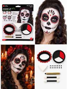 Kit maquillage Dia de los Muertos adulte avec tatouage et...