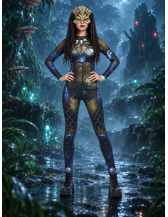 Déguisement alien guerrière femme – Combinaison et masque latex