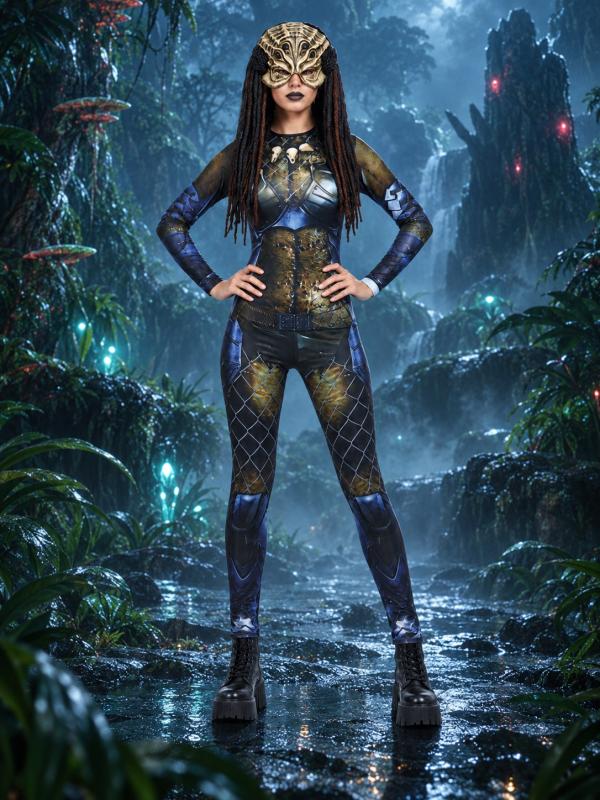 Déguisement alien guerrière femme – Combinaison et masque latex