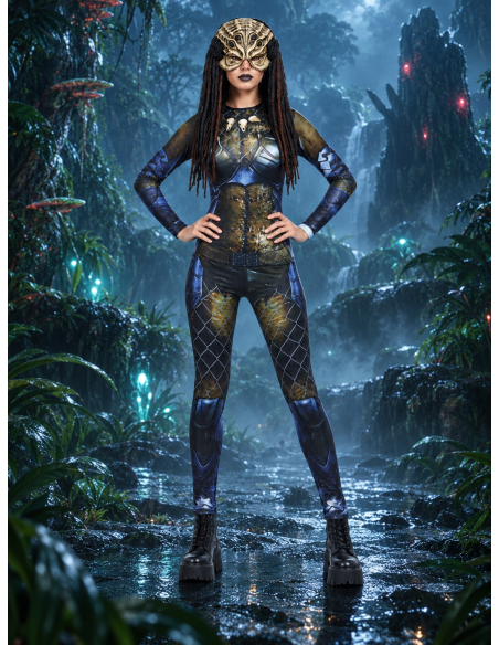 Déguisement alien guerrière femme – Combinaison et masque latex