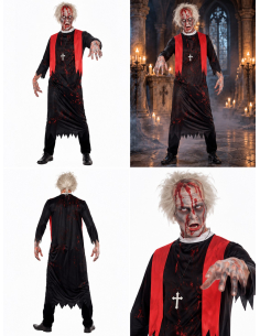 Déguisement prêtre zombie homme pour Halloween toutes vues