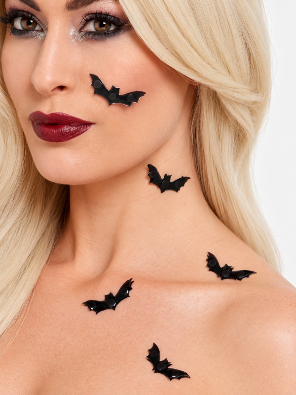 Stickers chauve-souris 3D noirs pour visage – Lot de 6