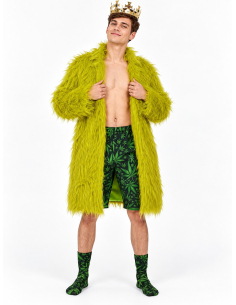 Déguisement roi du cannabis homme vert – Manteau, short,... 2