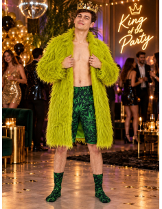 Déguisement roi du cannabis homme vert – Manteau, short,...