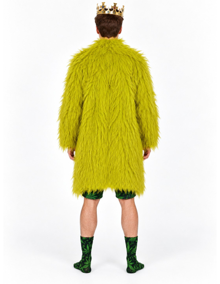 Déguisement roi du cannabis homme vert – Manteau, short, chaussettes et couronne