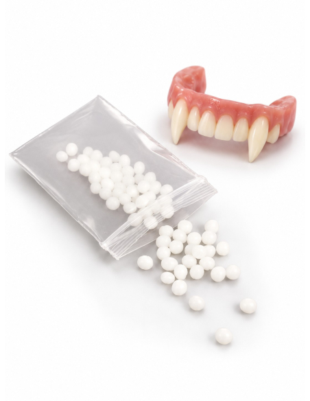 Fixateur thermoplastique pour fausses dents et crocs de vampire
