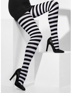 Collants opaques rayés noir et blanc femme – Halloween