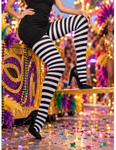 Collants opaques rayés noir et blanc femme – Halloween 2