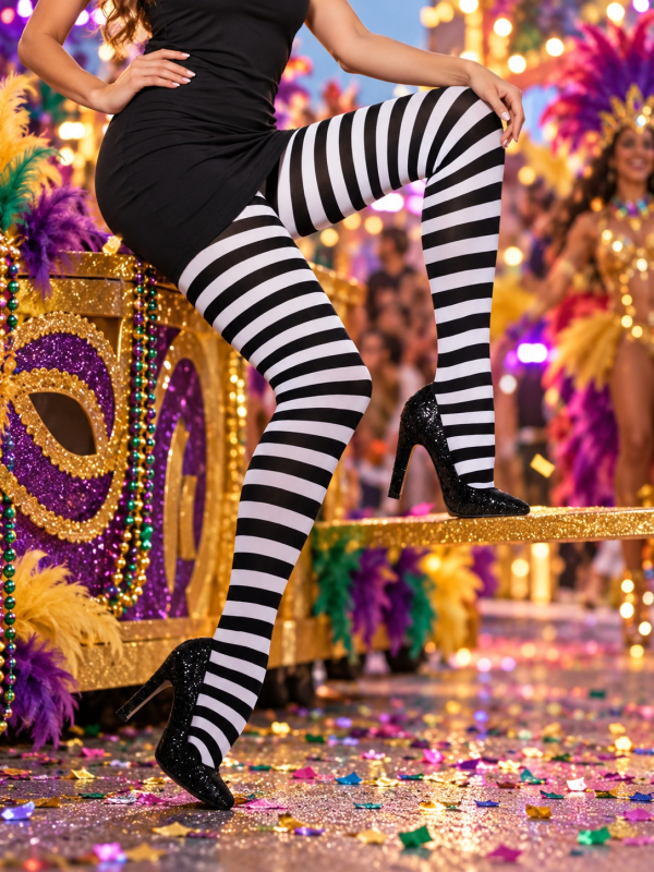 Collants opaques rayés noir et blanc femme – Halloween carnaval