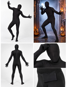 Déguisement seconde peau noire homme – Combinaison intégrale