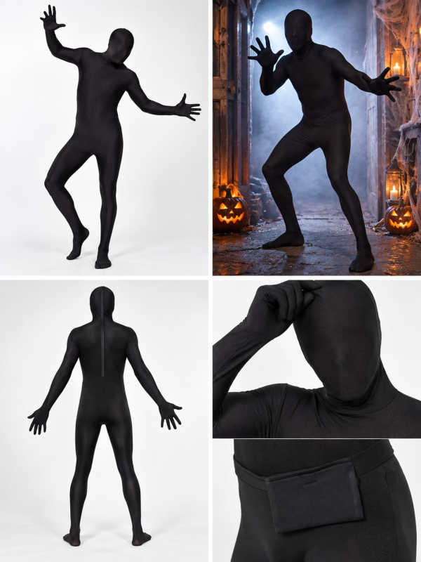 Déguisement seconde peau noire homme – Combinaison intégrale