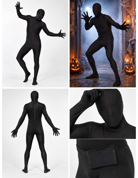 Déguisement seconde peau noire homme – Combinaison intégrale