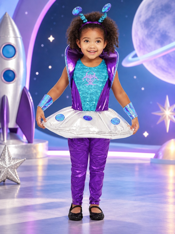 Déguisement extraterrestre fille 1-4 ans – Robe, legging et antennes