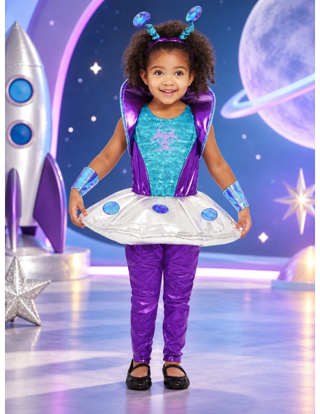 Déguisement extraterrestre fille 1-4 ans – Robe, legging et antennes