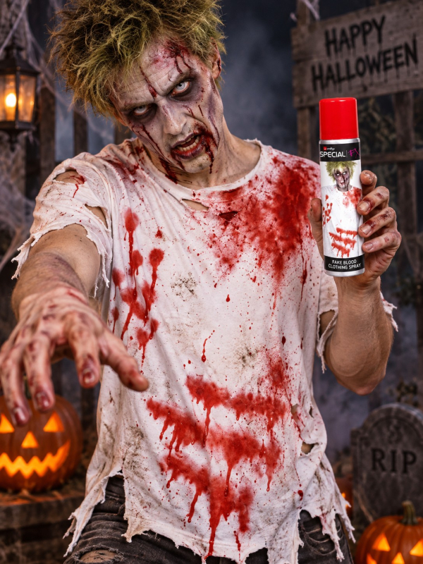 Spray faux sang vêtements Halloween 75 ml