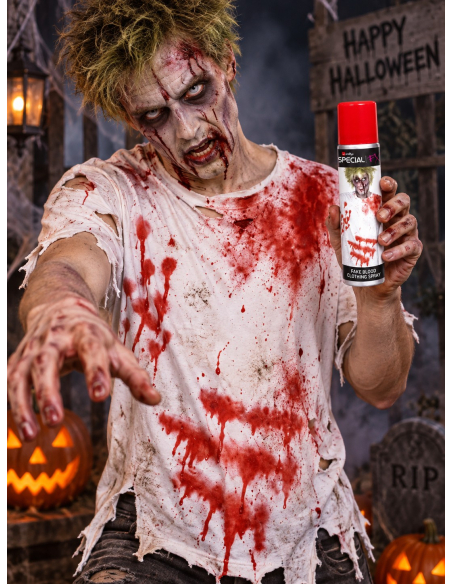 Spray faux sang vêtements Halloween 75 ml