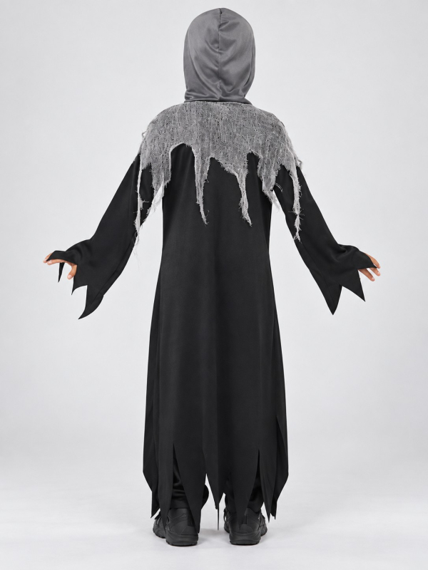 Déguisement Faucheuse enfant noir et gris dos