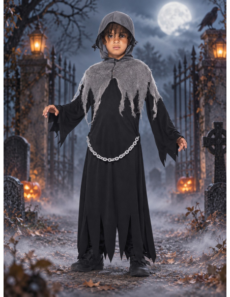 Déguisement Faucheuse enfant noir et gris