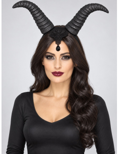 Serre-tête cornes noires femme Halloween