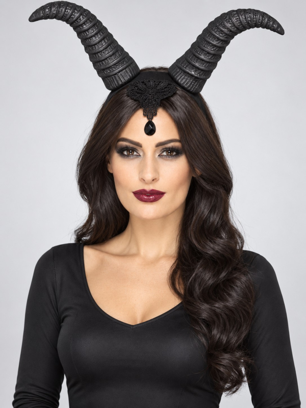 Serre-tête cornes noires femme Halloween