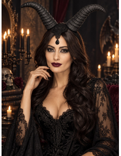 Serre-tête cornes noires femme Halloween 2