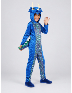 Déguisement dinosaure bleu enfant avec capuche 2