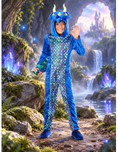 Déguisement dinosaure bleu enfant avec capuche