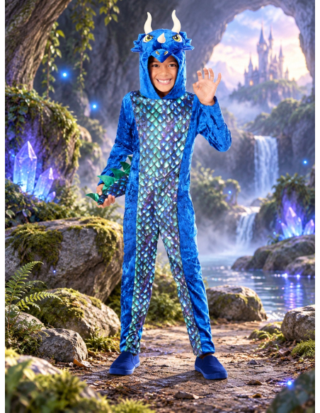 Déguisement dinosaure bleu enfant avec capuche