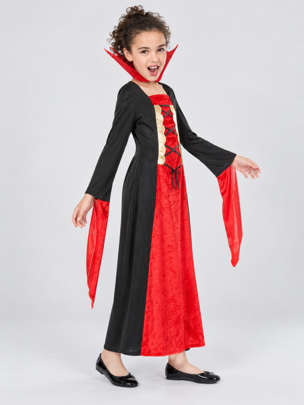 Déguisement vampire fille rouge et noir Halloween profil