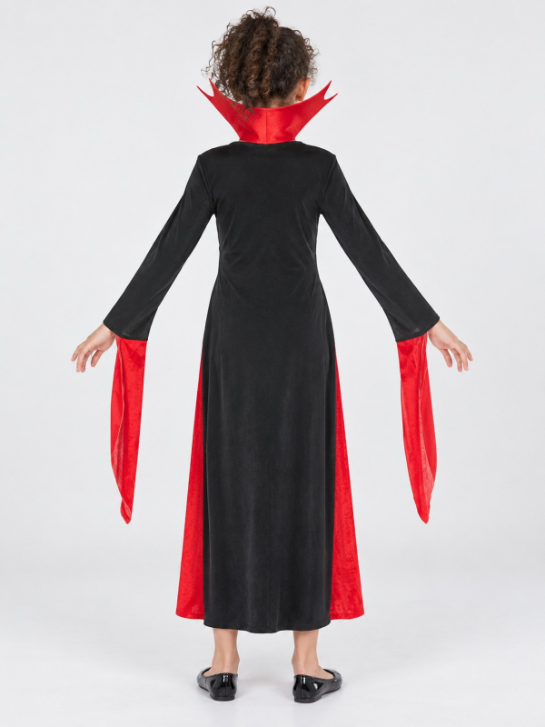 Déguisement vampire fille rouge et noir Halloween dos