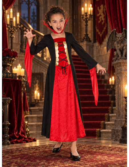 Déguisement vampire fille rouge et noir Halloween