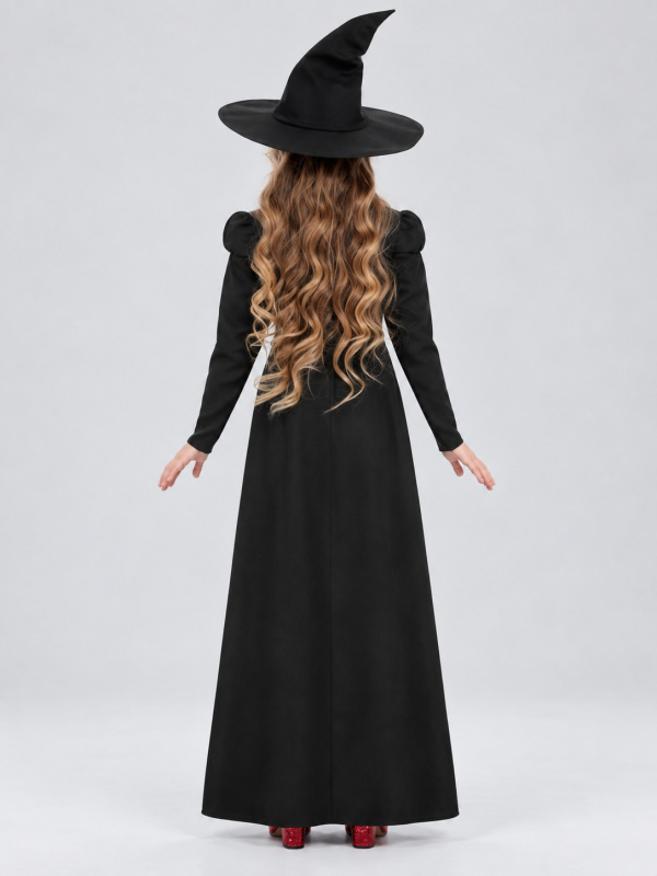 Déguisement sorcière noire fille – Robe longue et chapeau Smiffys dos