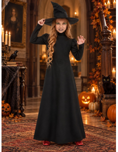 Déguisement sorcière noire fille – Robe longue et chapeau Smiffys